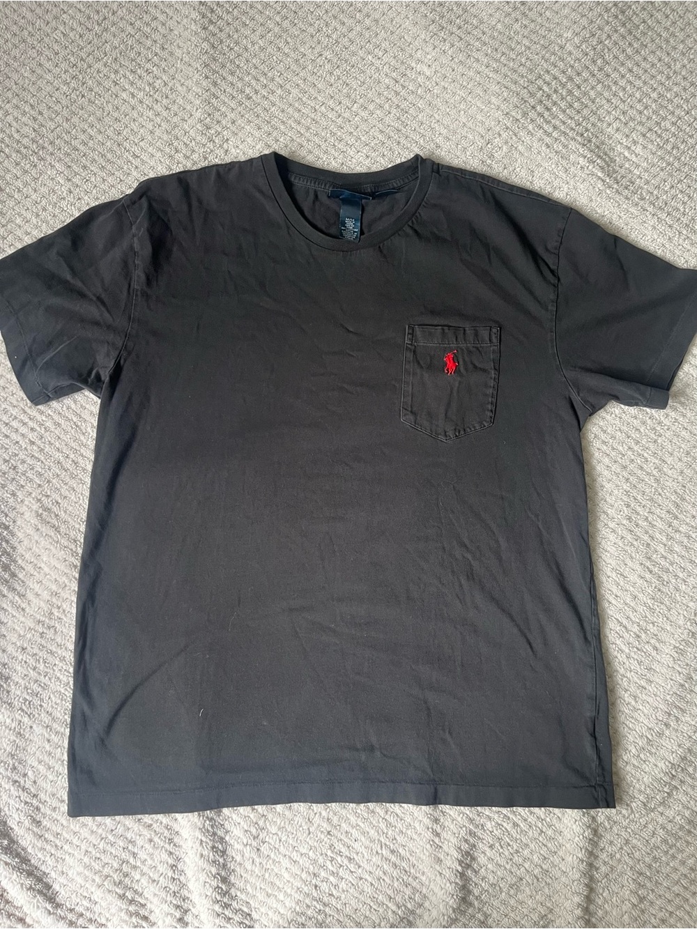 VINTAGE Polo by Ralph Lauren Black Short-Sleeve Pocket Tee with Red Pony